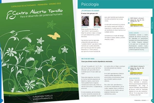 Catálogo de primavera-verano del Centro Abierto Tomillo